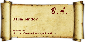 Blum Andor névjegykártya
